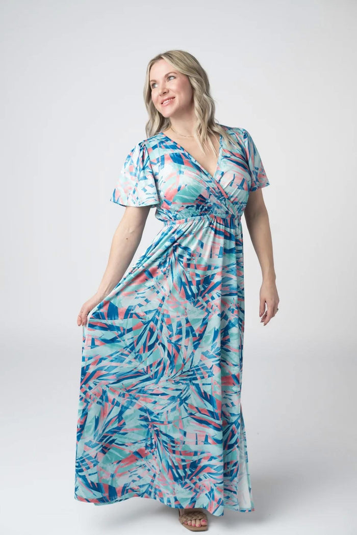 Millie Maxi Dress - Abstract Aqua Breeze