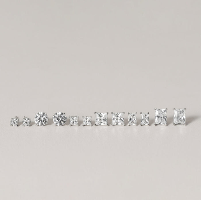 Mini Rectangle CZ Stud Earrings