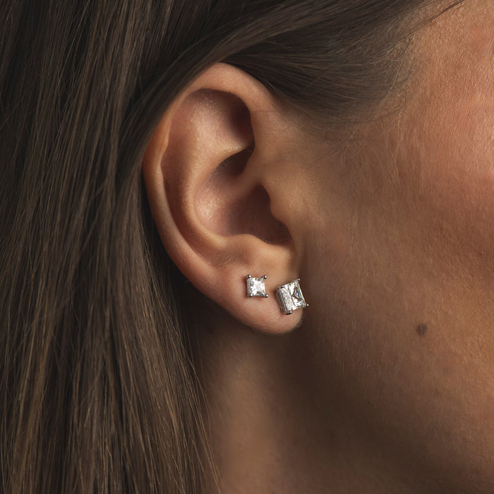 Mini Square CZ Stud Earrings
