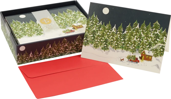 Moonlit Cabin Holiday Cards