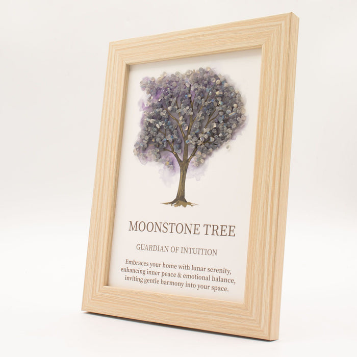 Moonstone Gemstone Crystal Decorative Picture Tree of Life Handmade
