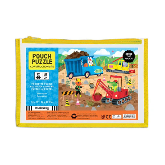 Mudpuppy Construction Site 12-Piece Pouch Puzzle