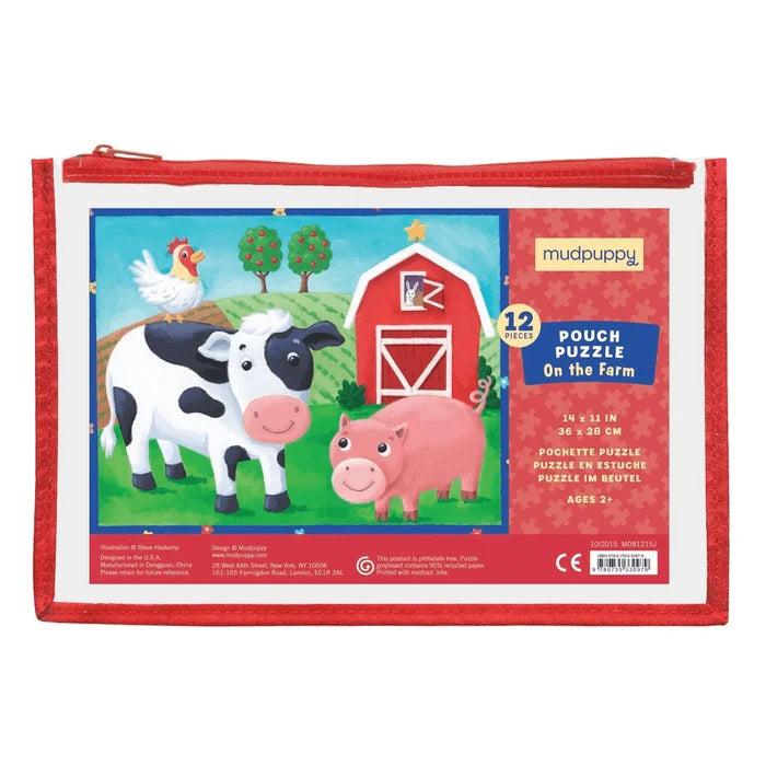 Mudpuppy On The Farm 12-Piece Pouch Puzzle