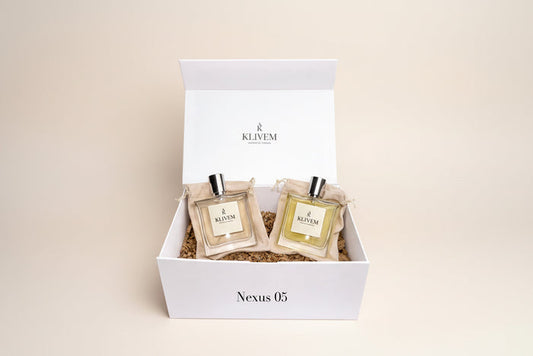 Nexus 05 Just Us luxury Klivem gift box with two perfumes