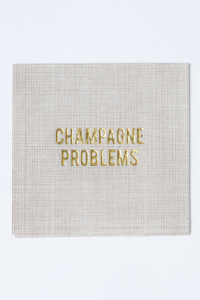 No Reservations | Champagne Problems Disposable Cocktail Napkins –Luxury Party - No Reservations - Living with Ivey