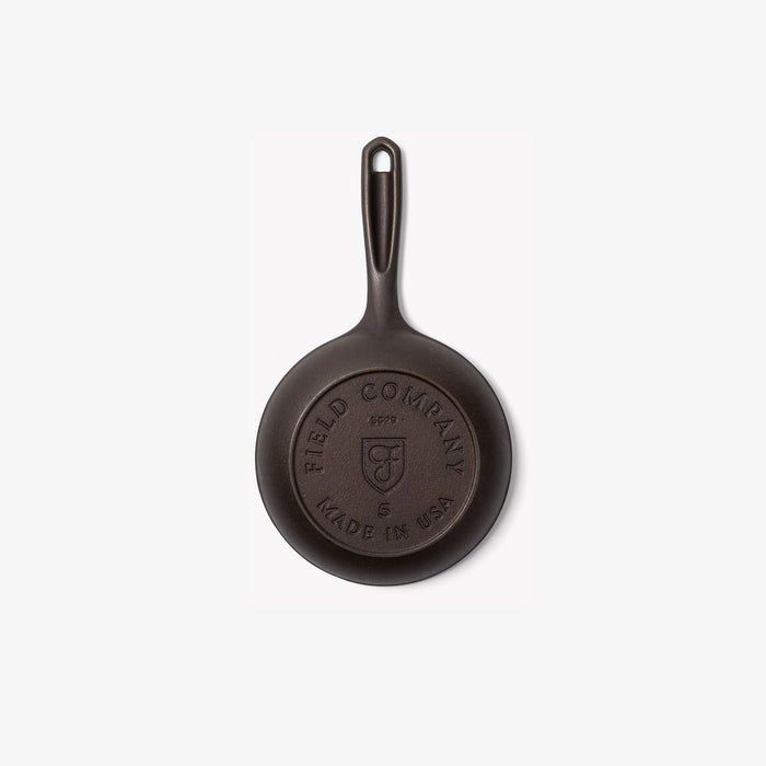 Underside of the No.5 Cast Iron Skillet showing the Field Company and Made in USA stamps