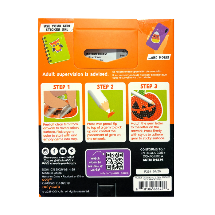 OOLY Mini Razzle Dazzle Spooky Fun DIY Gem Sticker Kit