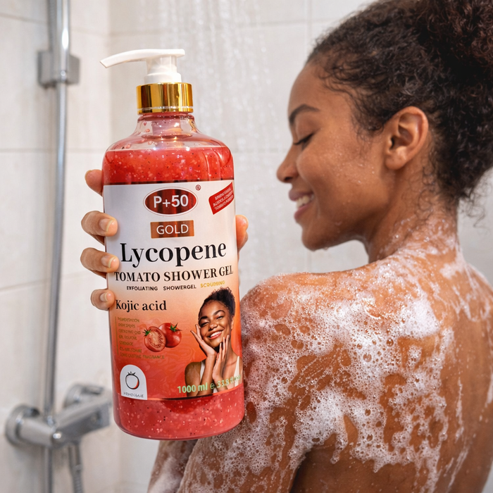 P+50 GOLD Exfoliating Tomato Brightening Shower Gel Scrub - LYCOPENE (1000ml)