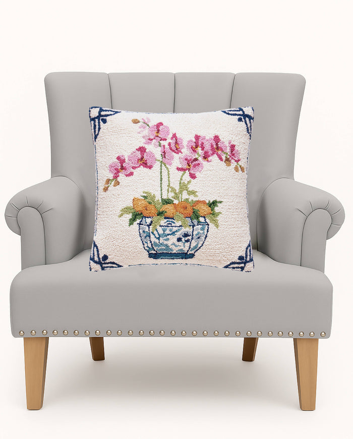 Peking Handicraft - Oranges And Orchids Hook Pillow