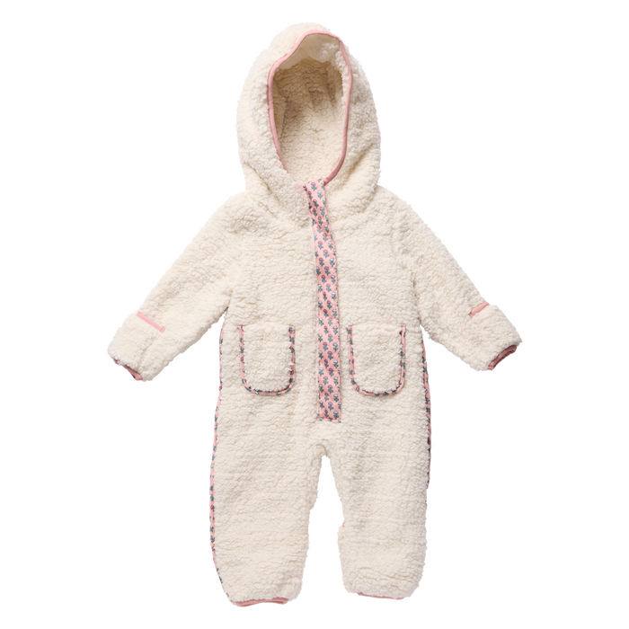 Pink Chicken Baby Girls Pramsuit in Cream