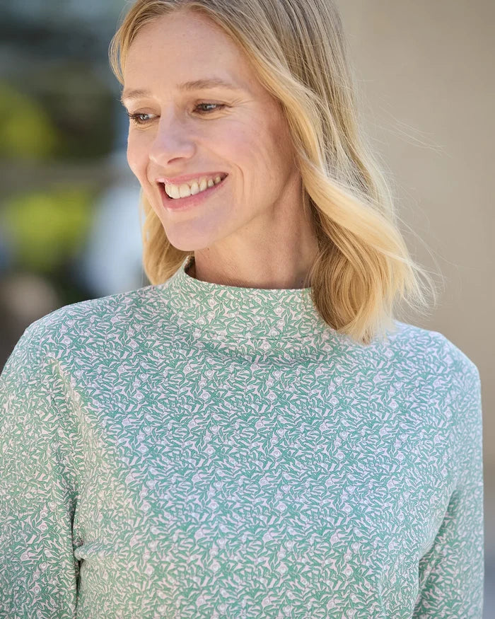 Printed Long Sleeved Cotton Turtle Neck Top - Natalie