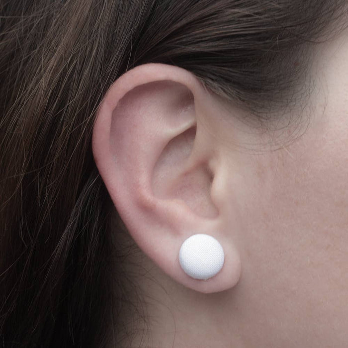 Rachel O's Fabric Button Earrings - Holly