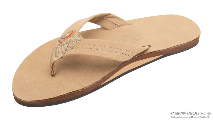 Rainbow Men's 301 Classic Single Layer Premier Leather Flip Flop Sandal — Sierra Brown, 1" nubuck strap