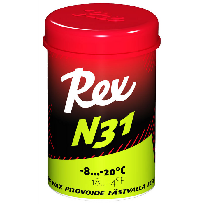 A product picture of the Rex Wax N31 Green Fluoro-Free Racing Grip (-8C/-20C) | 45g