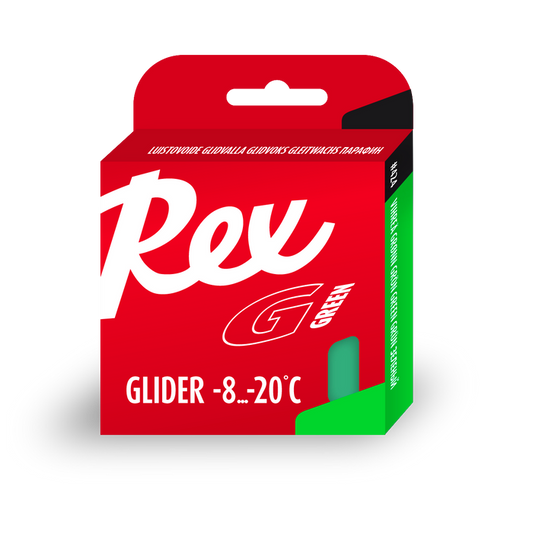 A product picture of the Rex Wax Racing Glide Green Paraffin (-8C/-25C) | 2x43g