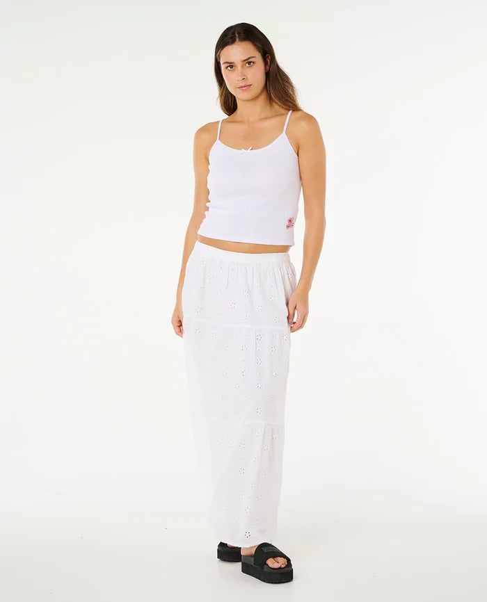 Rip Curl Oasis Broderia Maxi Skirt - White