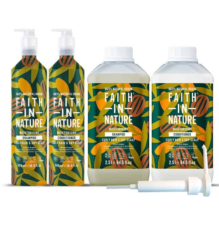 Faith In Nature Curly Hair Shampoo & Conditioner Aluinium Refill Set