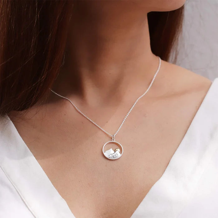 Silver Mountain and Gold Moon Necklace