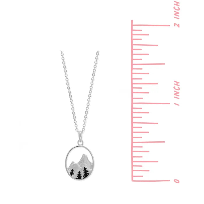 Silver Mountain and Trees Necklace
