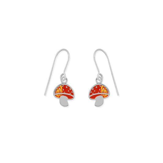 Silver Mushroom Earrings