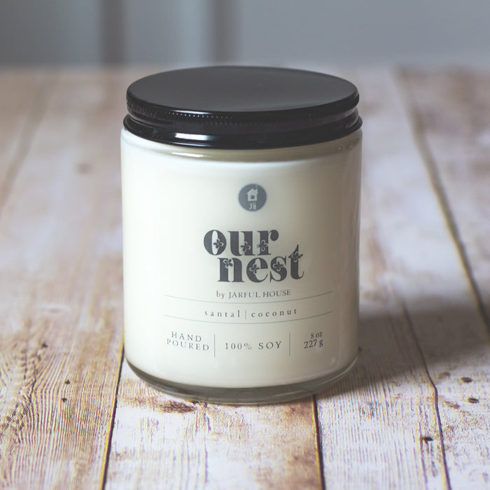 Soy Candle Santal + Coconut OUR NEST Housewarming Gift - Jarful House