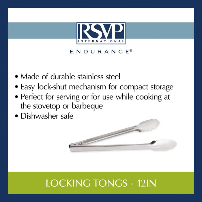 Stainless Locking Tongs 12"
