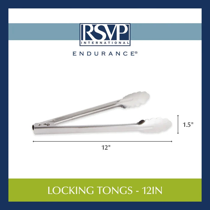 Stainless Locking Tongs 12"