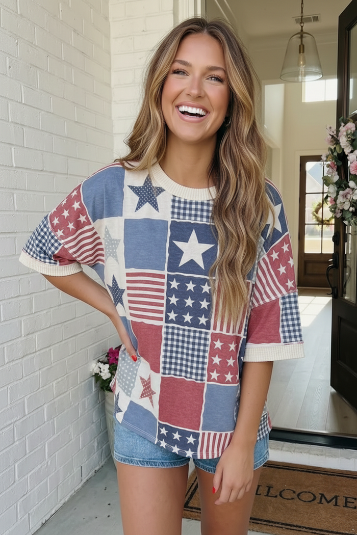 Stars and Stripes Patchwork Top