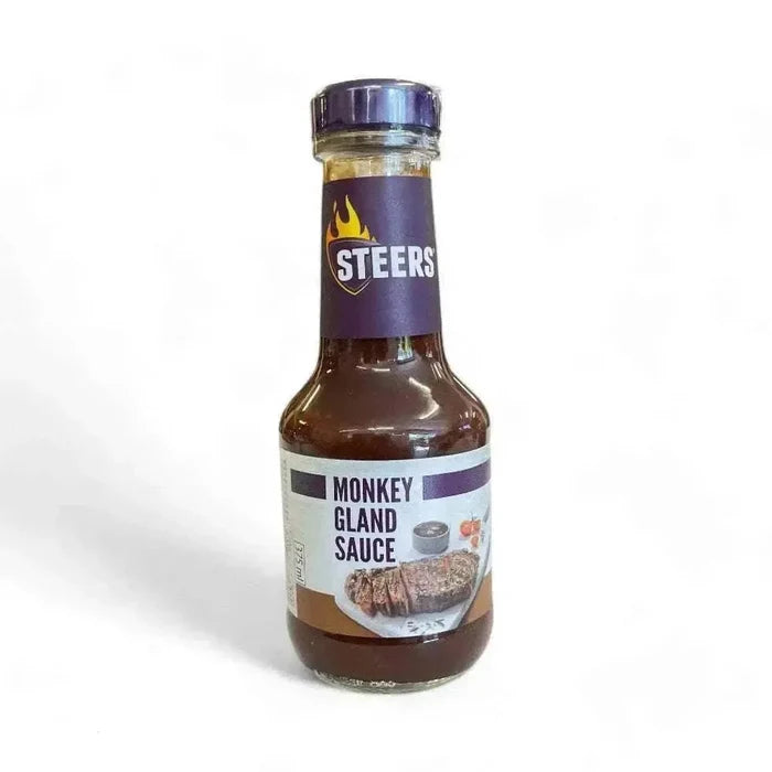 Bottle of Steers Monkey Gland Sauce 375ml with rich South African flavor for grilling and marinating meat