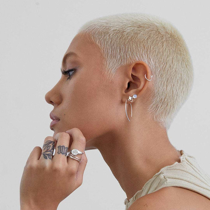 Sterling Silver Curved Hoop Earrings