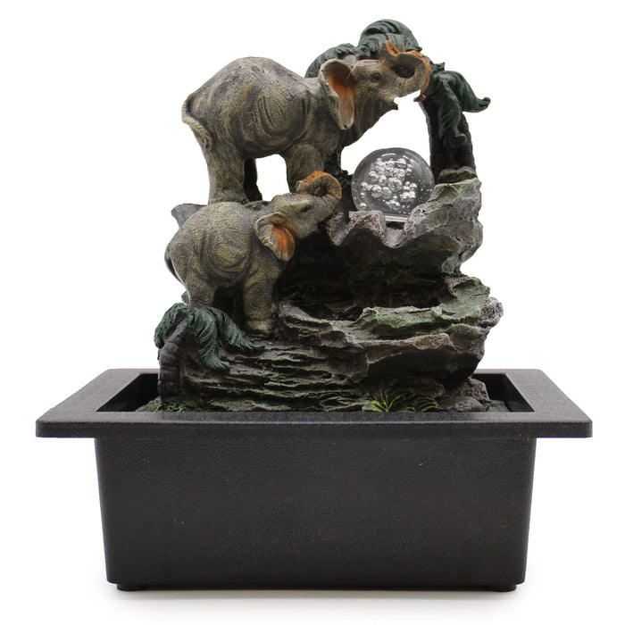 Tabletop Water Feature Elephant Family