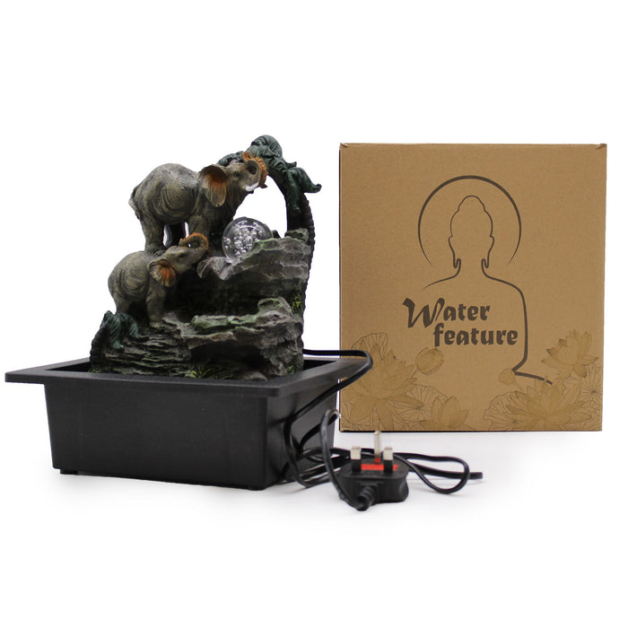 Tabletop Water Feature Elephant Family