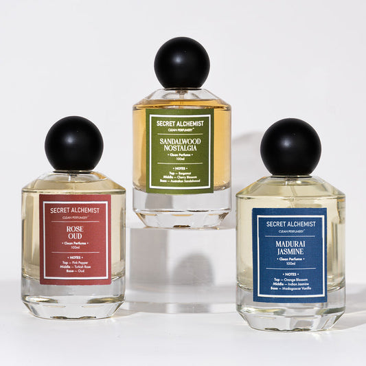 The Alchemy- Rose Oud, Madurai Jasmine, Sandalwood Nostalgia - Clean Perfume™ EDP