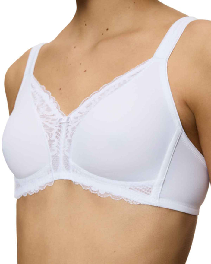 Triumph Modern Non Wired Lace+Cotton Bra - White