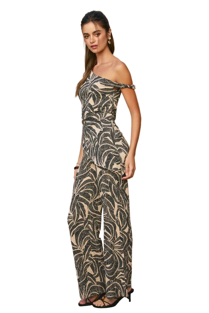 Tropical Leaf Pull On Pants - Midnight Palm