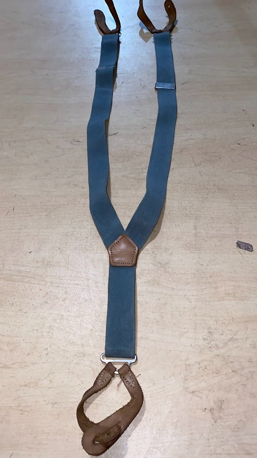 Vintage Military Button Suspenders in Blue