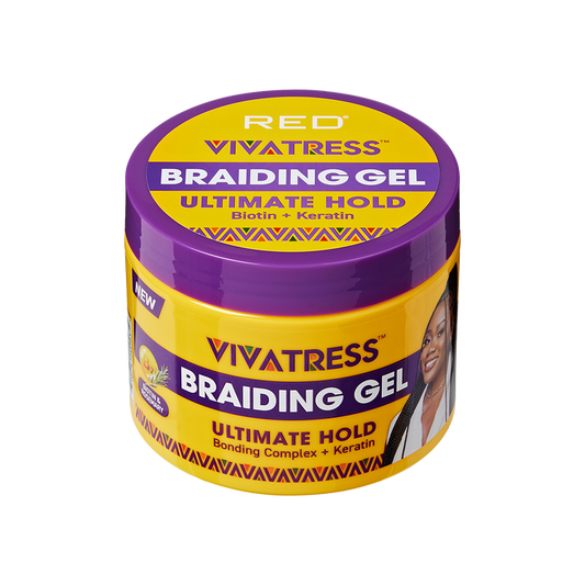 VIVATRESS Ultimate Hold Braiding Gel – 4X Extra Strong, No Flake, Non-Greasy, Long Lasting Sleek Styling Gel with Keratin, Biotin & Rosemary (6 oz)