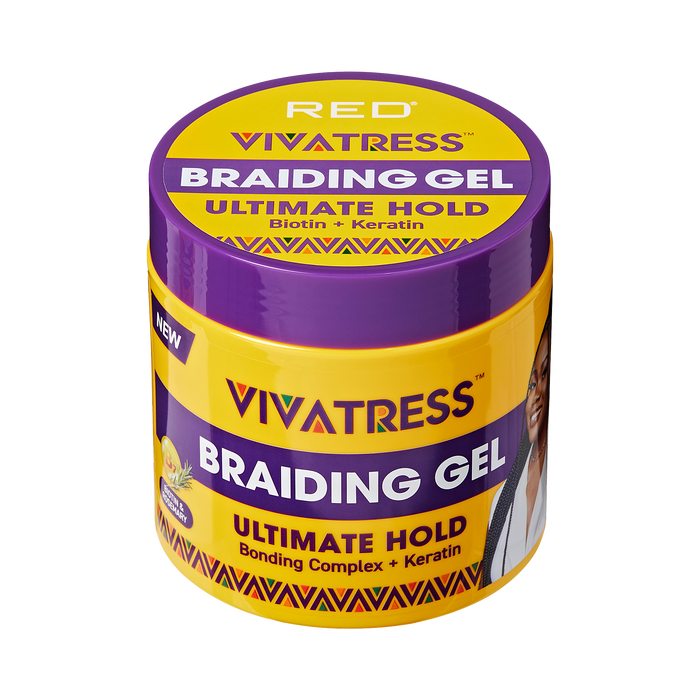 VIVATRESS Ultimate Hold Braiding Gel – 4X Extra Strong, No Flake, Non-Greasy, Long Lasting Sleek Styling Gel with Keratin, Biotin & Rosemary (16 oz)
