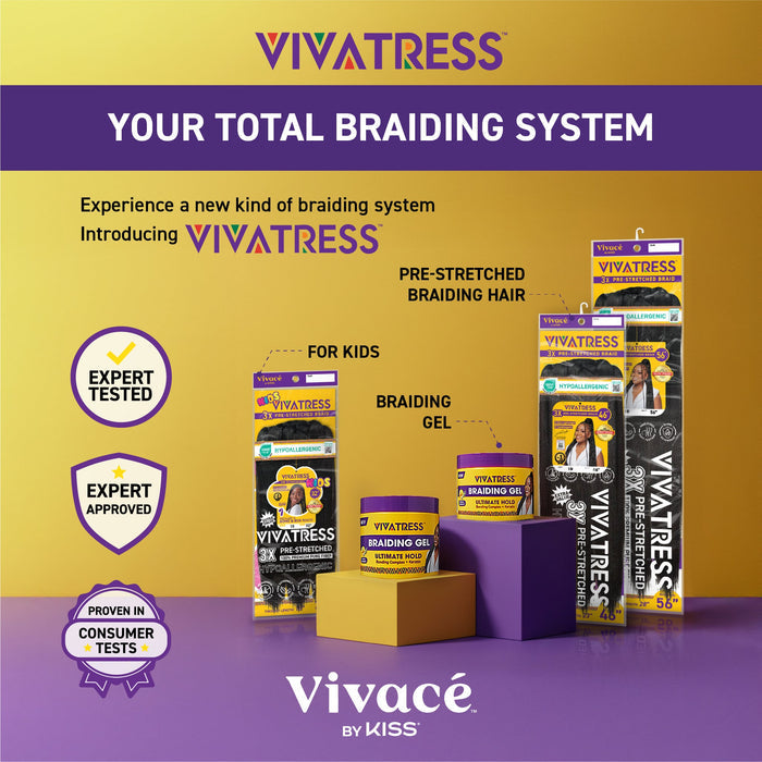 VIVATRESS Ultimate Hold Braiding Gel – 4X Extra Strong, No Flake, Non-Greasy, Long Lasting Sleek Styling Gel with Keratin, Biotin & Rosemary (16 oz)