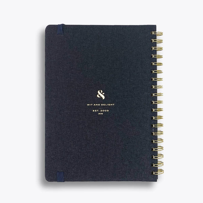 Wit & Delight - Black Linen Spiral Note to Self Journal