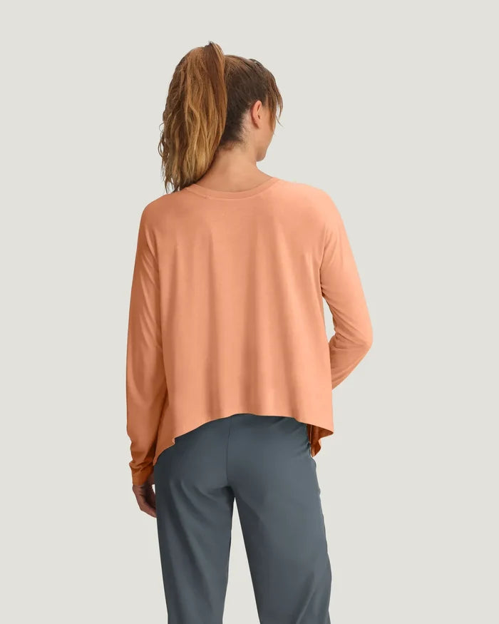 Freefly women’s bamboo lightweight cropped long sleeve back view
